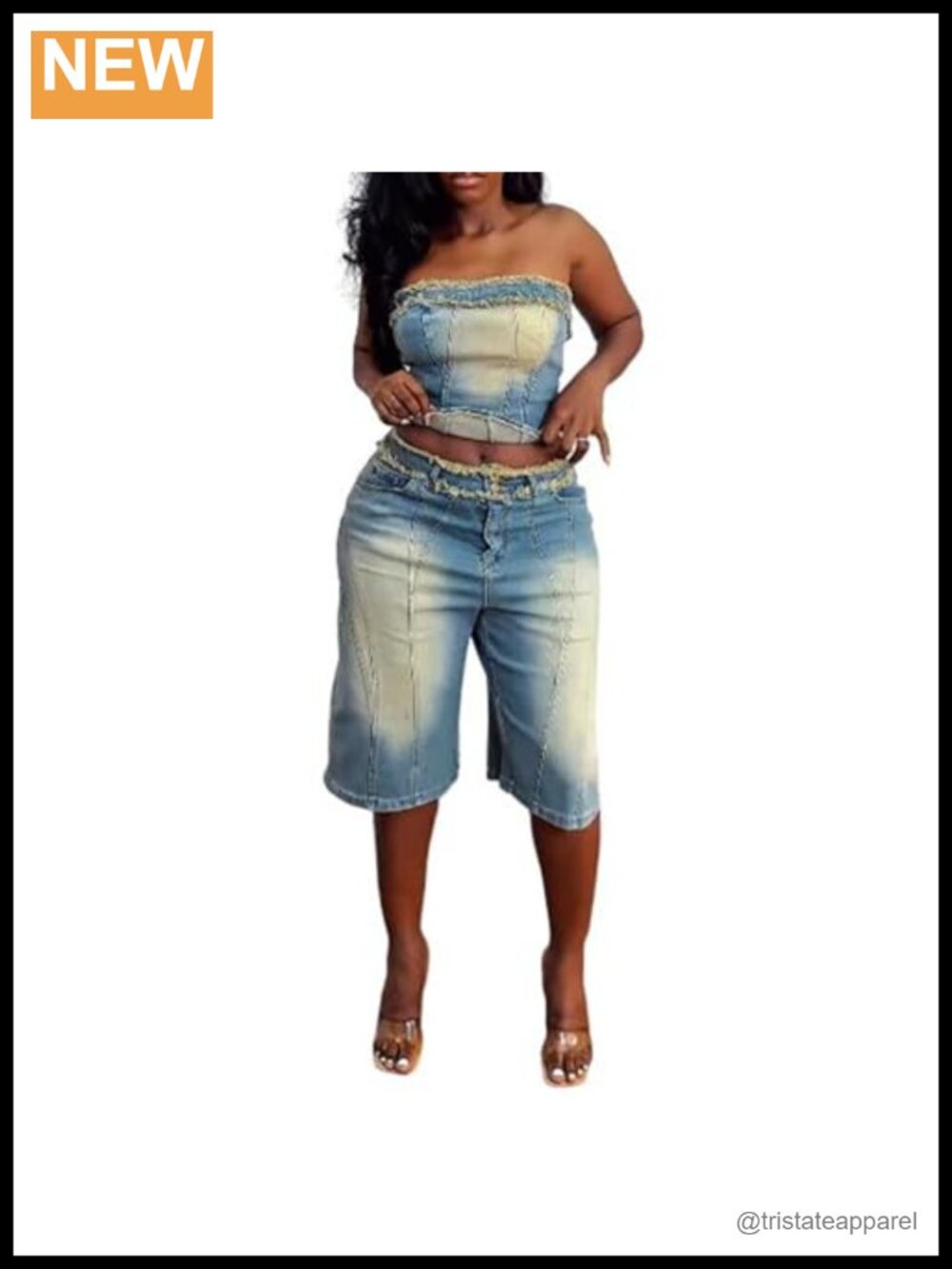 Vintage Two Piece Denim Set Sleeveless Tube Top & Shorts Y2K Summer Tracksuit